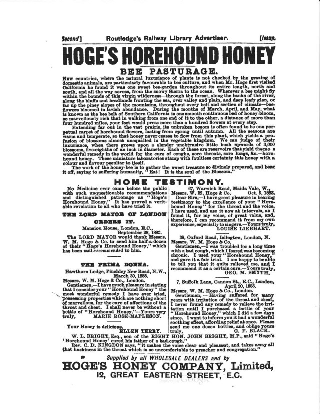 This is an early testimonial ad of my great, great grandfather from the late 1800s