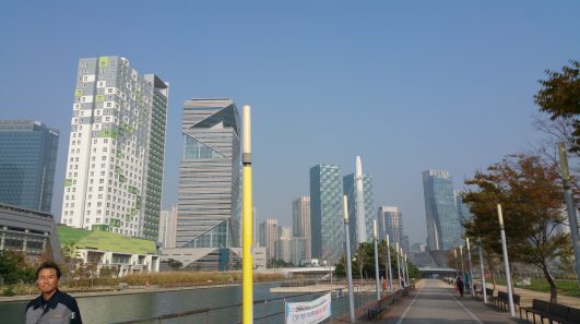 This is a new city in Korea where we tested boats. Five years ago it existed only as an architech's scale model. Today there are 50,000 people living here.